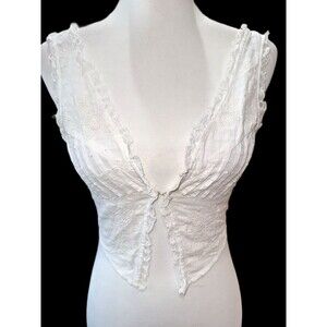 Zara White Lace Smocked Cropped Camisole Top French Country Cottagecore XS NWT